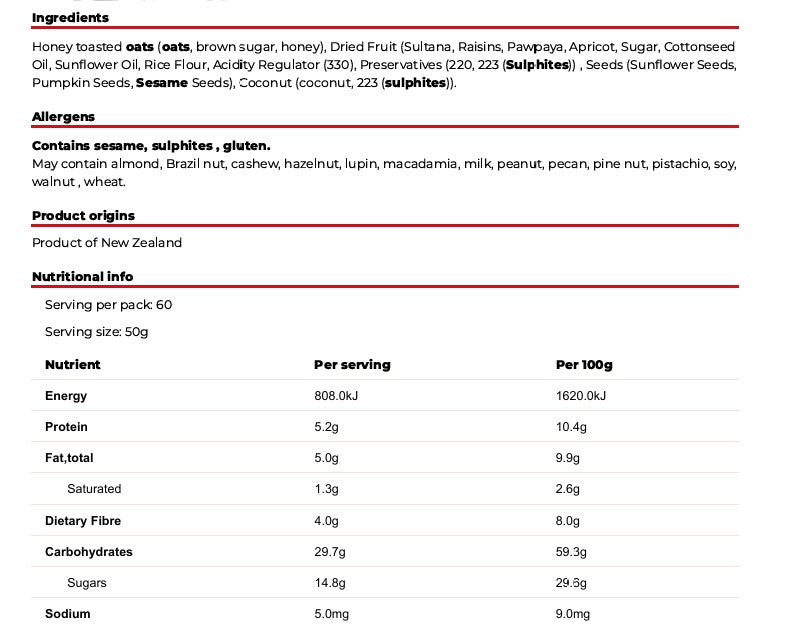 Gilmours Toasted Muesli 3kg