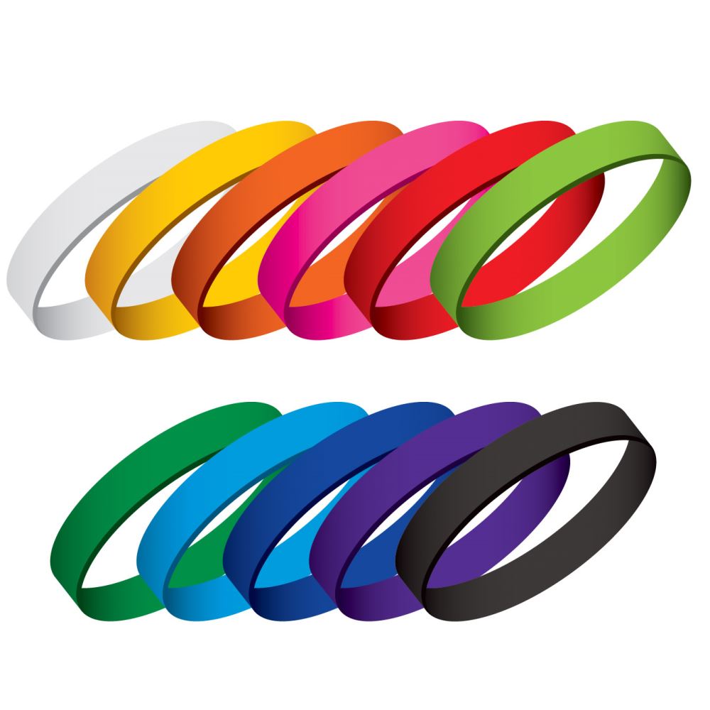 Silicon/Silicone Wristbands - 10 Units BLACK