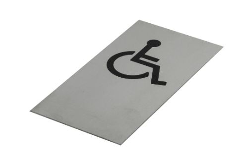 Adhesive "Wheelchair Symbol" Black 200 x 100 - Brushed Stainless Steel