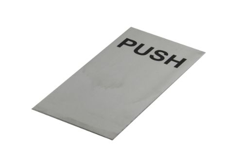 Adhesive "Push" Black 200 x 100 - Brushed Stainless Steel