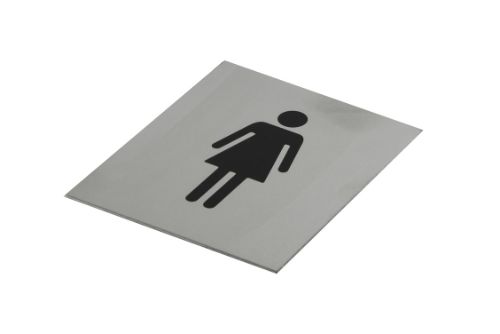 Adhesive "Female Toilet Symbol" Black 120 x 100 - Brushed Stainless Steel