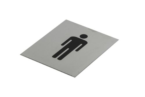 Adhesive "Male Toilet Symbol" Black 120 x 100 - Brushed Stainless Steel