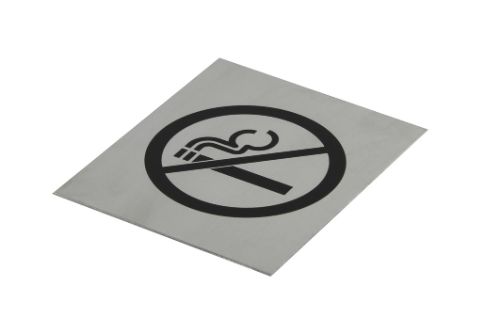 Adhesive "No Smoking Symbol" Black 120 x 100 - Brushed Stainless Steel