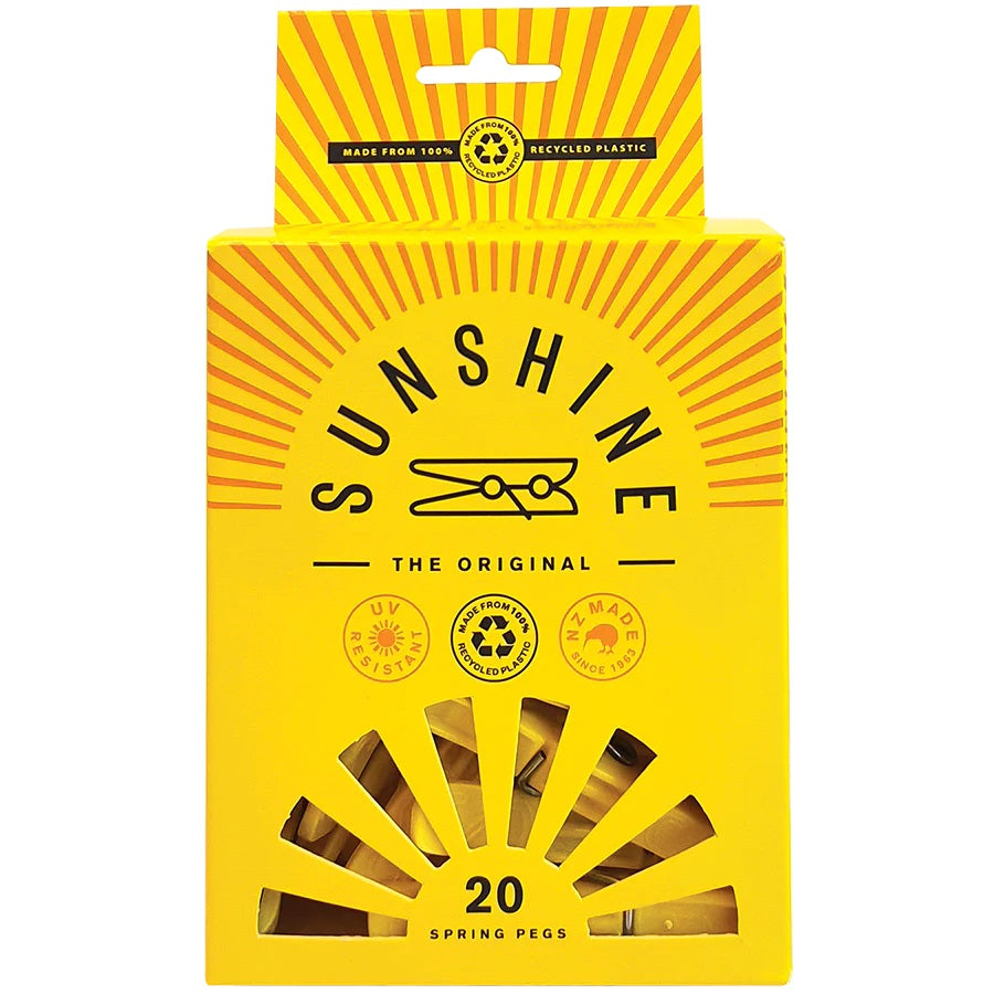 CLOTHES PEGS - SPRING PLASTIC TYPE 20PCE SUNSHINE