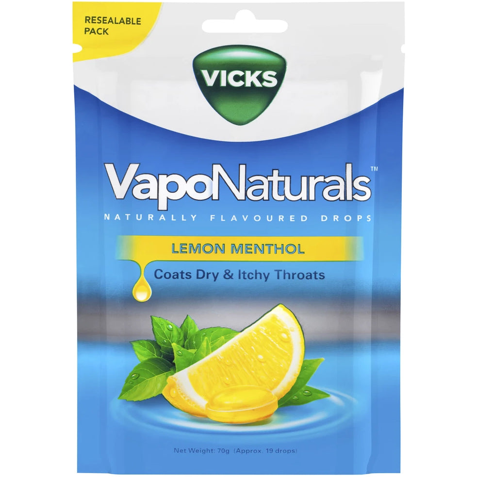 Vicks Vapo Naturals Lemon Menthol 70g - Carton of 4