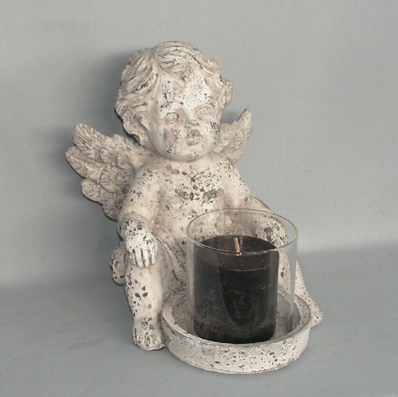 Candle - CHERUB W/GLASS (24 x 19 x 25cm)