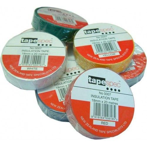 White plastic insulation tape, 20m x 19mm, flame retardant, moisture-resistant, ideal for electrical projects.