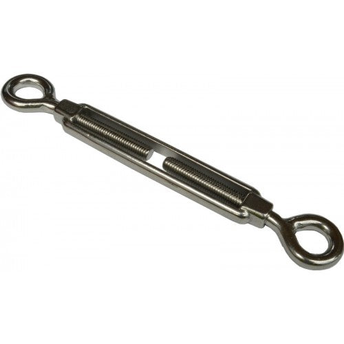Stainless steel turnbuckles E&E S311, 8x120mm, designed for robust tensioning and rigging applications.