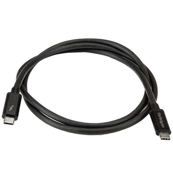 1m Thunderbolt 3 USB-C Cable, supports 20Gbps transfer, 4K video, power delivery, and networking capabilities.