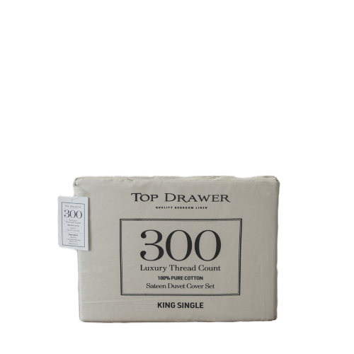 Duvet Cover Set - Top Drawer 300TC Natural (King Single)