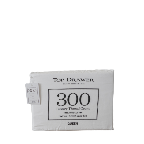 Duvet Cover Set - Top Drawer 300TC White (King Single)