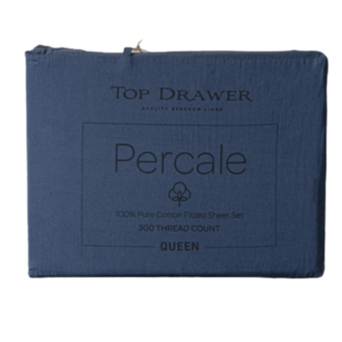 Sheet Set - Top Drawer 300TC Percale MIDNIGHT (Double)