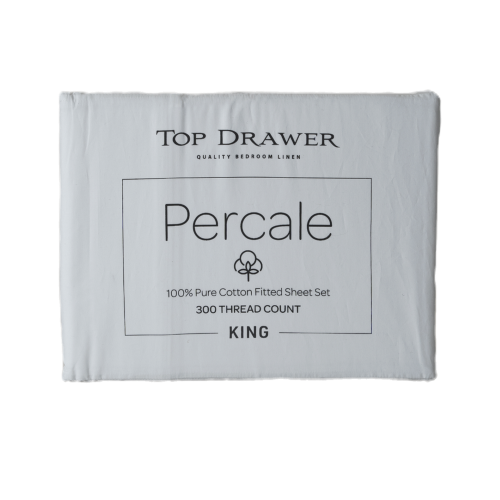Sheet Set - Top Drawer 300TC Percale Silver (KING)