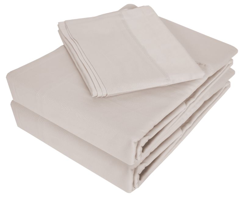 Double sheet set in Natural, 300TC pure cotton for ultimate softness and breathability, perfect for year-round comfort.