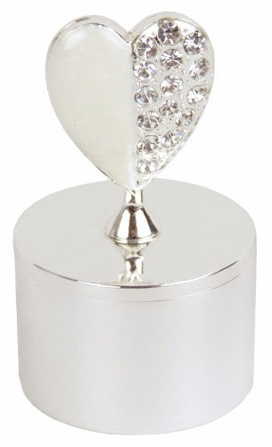 Crystal Heart On Round Box