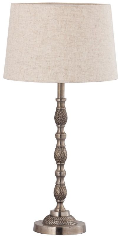 Table Lamp & Shade - Silver Antique / Natural Linen Type 1