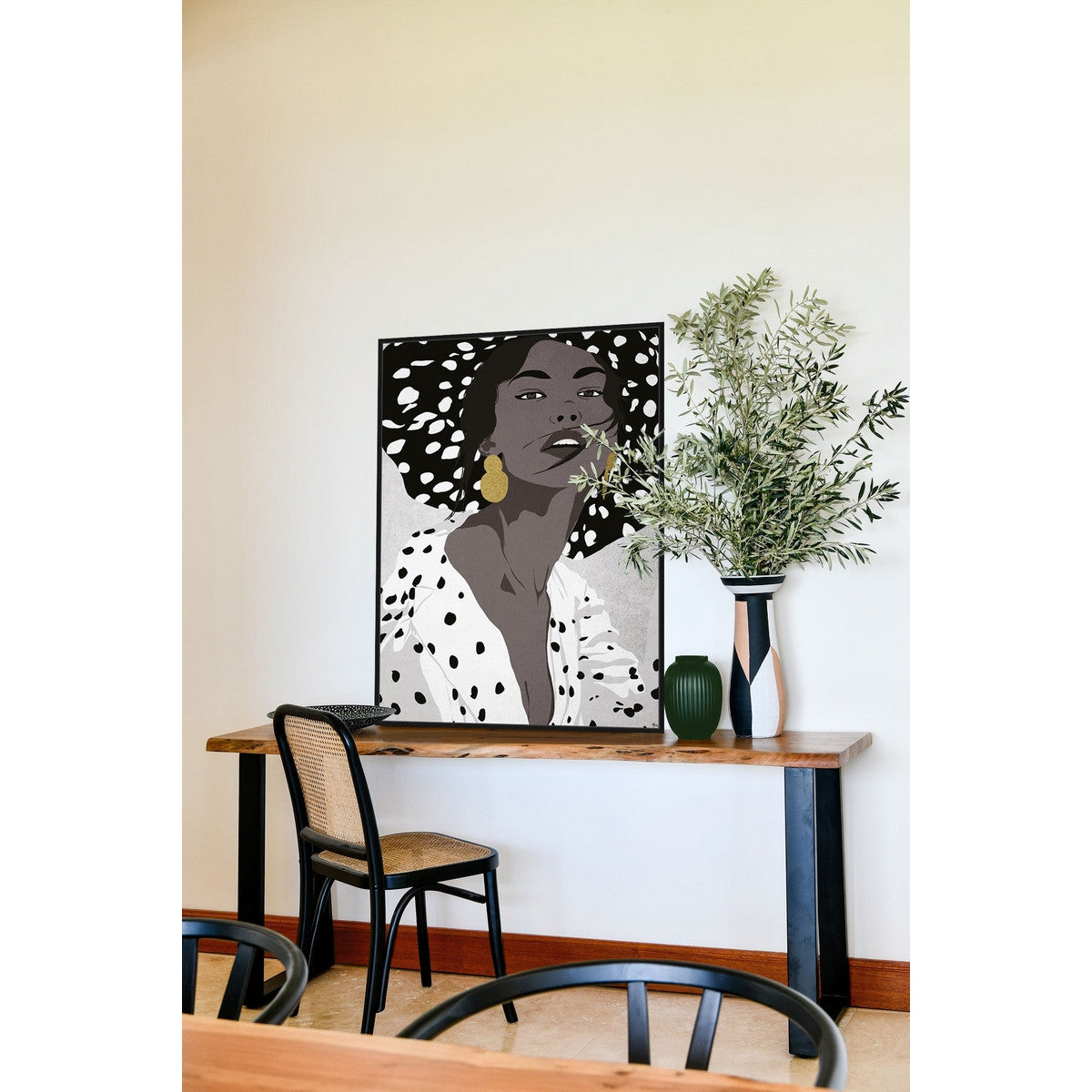 DINING CHAIR - CAPRI RATTAN WEAVE in ELM (BLACK)