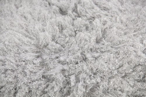 Grey Crimped Long Hair Throw
