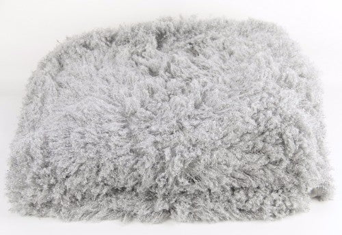 Grey Crimped Long Hair Throw