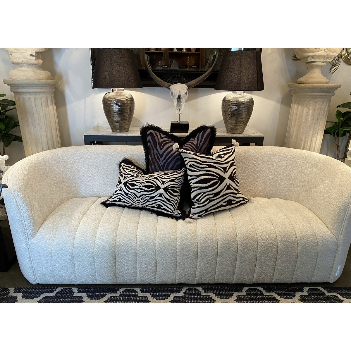 Cushion Cover - Oasis Hand Embroided 2 (Black/White)