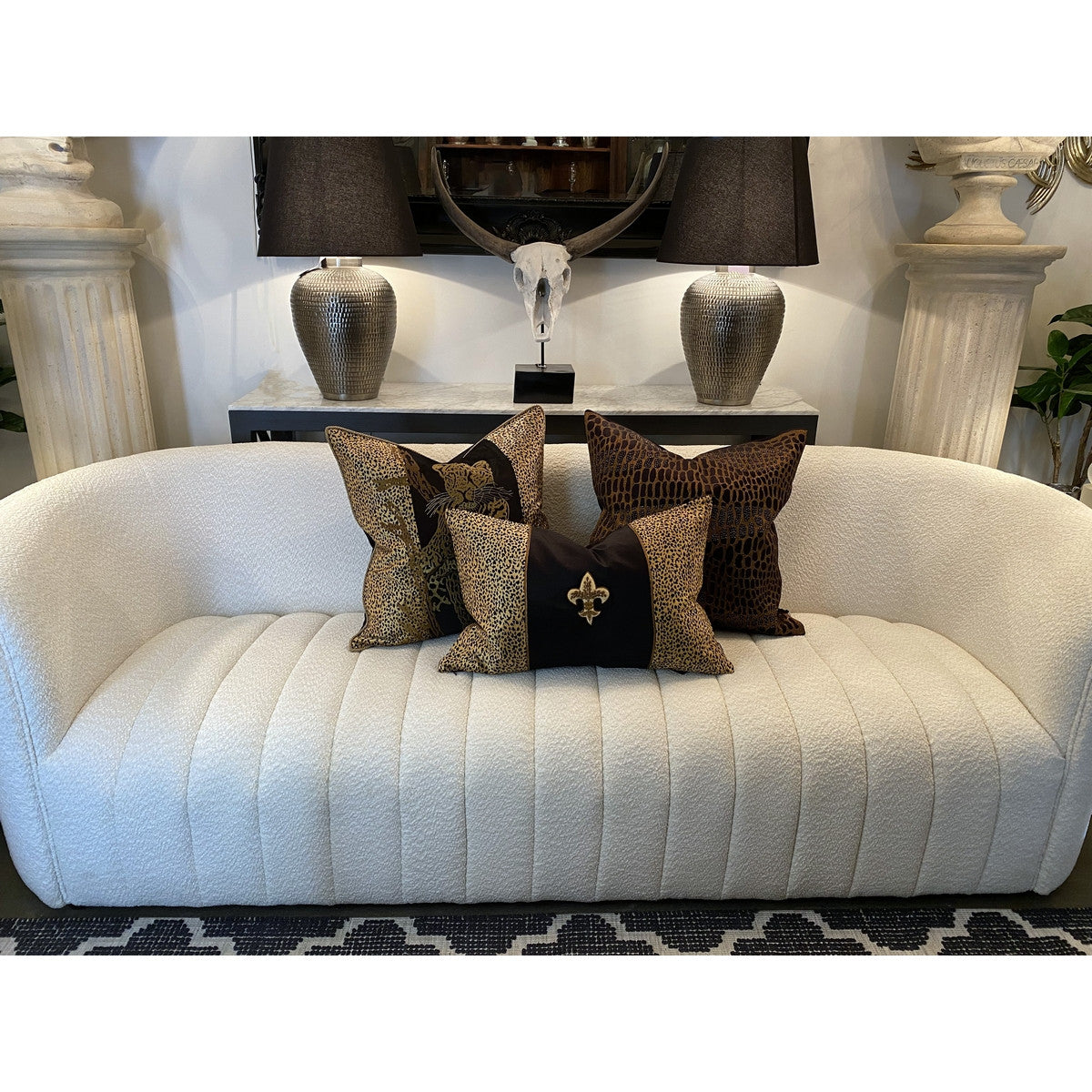Cushion Cover - Oasis Hand Embroided (Leopard/Black)