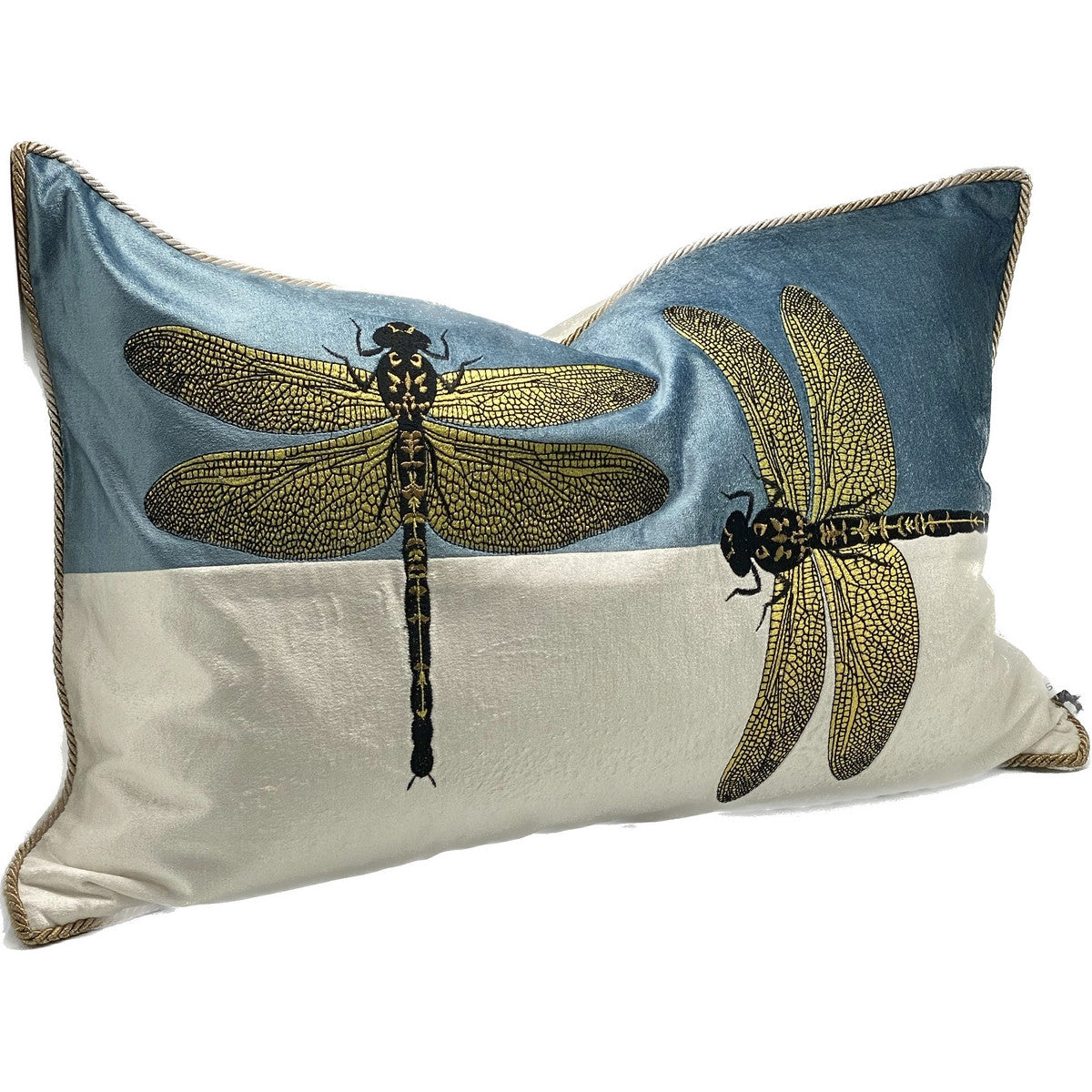 Cushion Cover - Oasis Hand Embroidered 1 (Blue/White/Gold) | Smartfox NZ