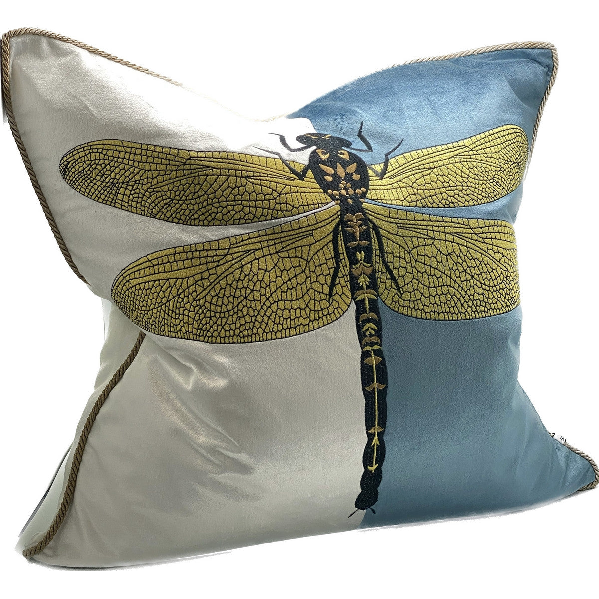 Cushion Cover - Oasis Hand Embroided 2 (Blue/White/Gold)