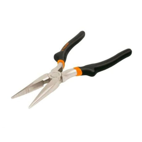 Truper Long Nose Pliers 200mm, chrome vanadium steel, tapered nose for precision in tight spaces and enhanced grip.