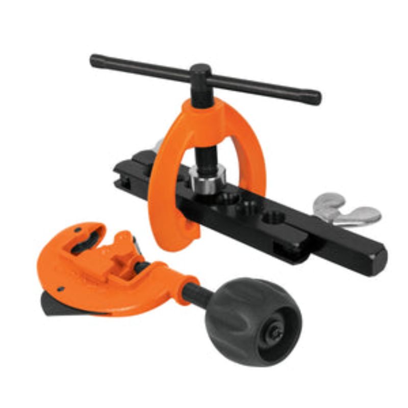 Pipe Cutting & Flaring Kit for metals, includes cutter and countersink, ideal for plumbing and HVAC tasks.