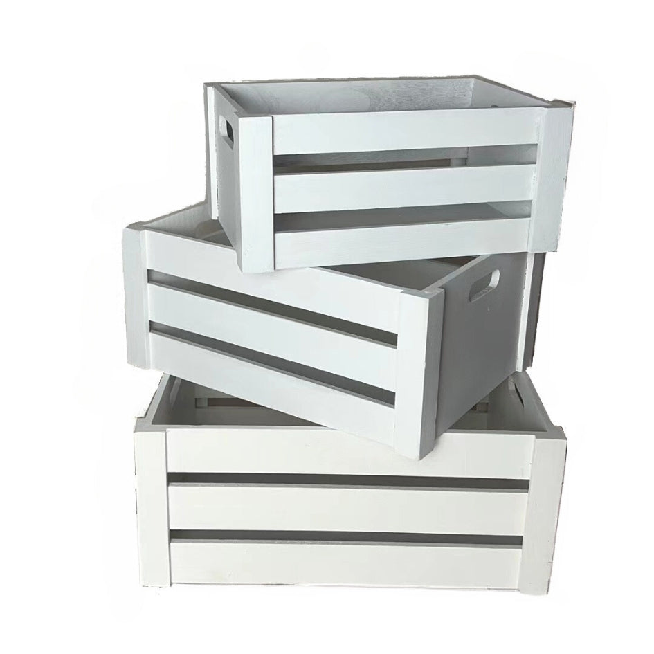 White Wooden Tray Set of 3