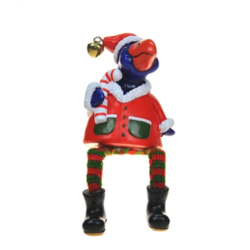 Sitting Xmas Pukeko with Cane 6cm