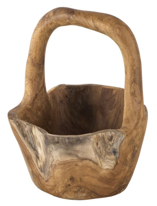 Bowl - Teak Rect W/Handle (33cm)