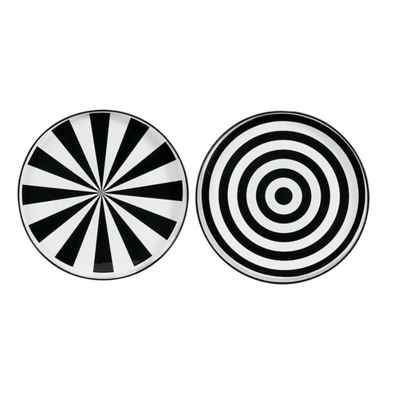 Round Tray - B&W 35cm (Set Of 2)