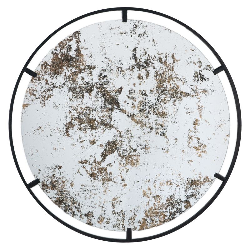 ROUND ANTIQUE MIRROR W/ METAL FRAME (80cm)