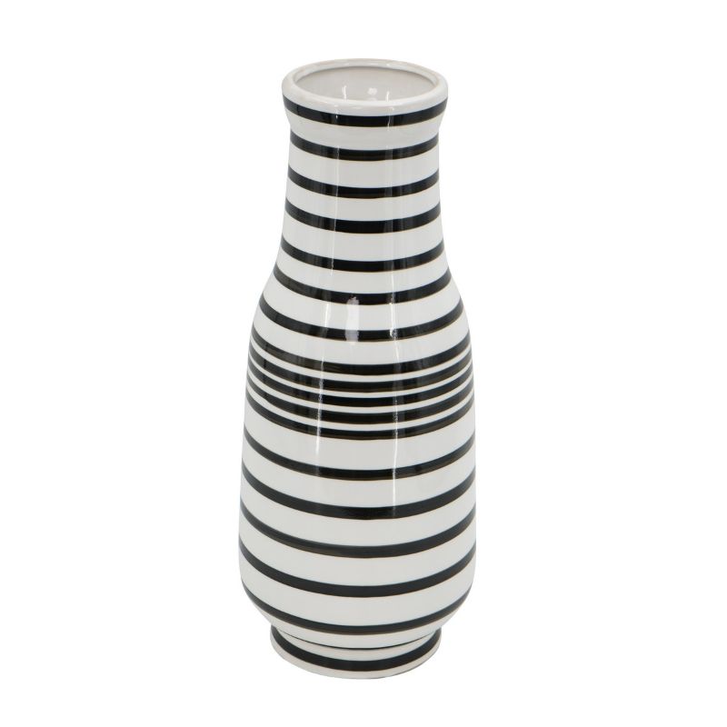 VASE - BLACK/WHITE HAND PAINTED (27.9CM)