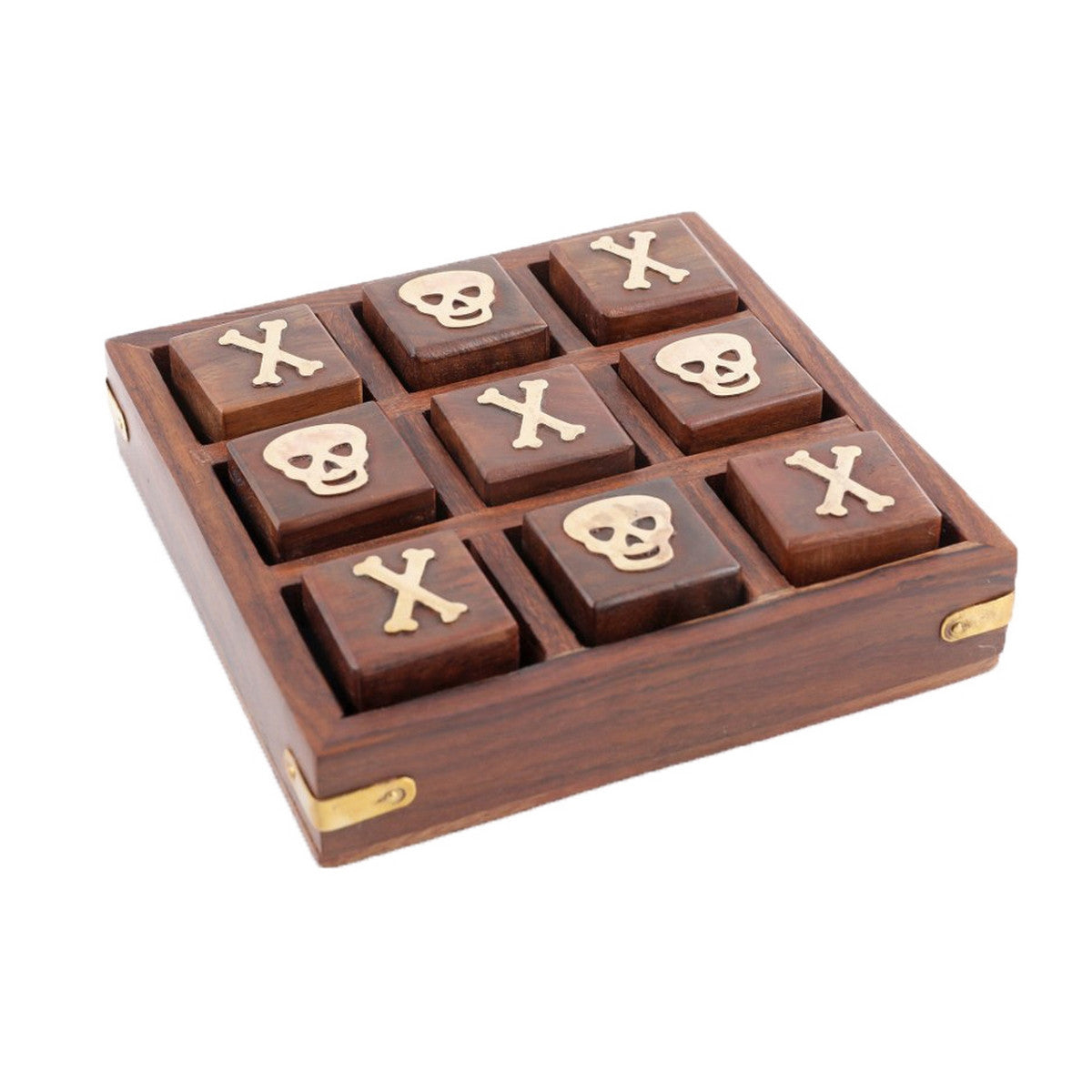 TIC TAC TOE Set - WOODEN SKULL & CROSS BONES