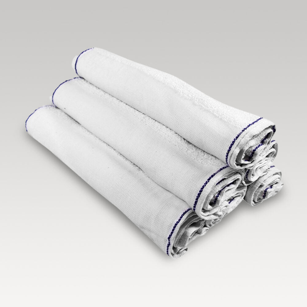 Commercial Barbers Towel (white with Blue Trim)