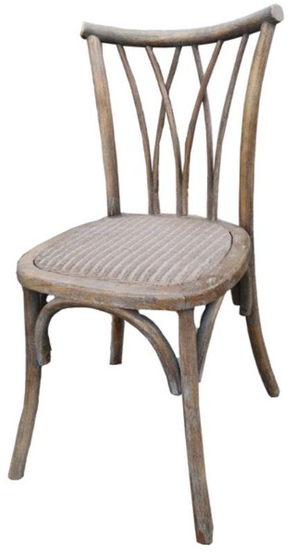 DINING CHAIR - ELM & RATTAN BENTWOOD ANTIQUE OAK