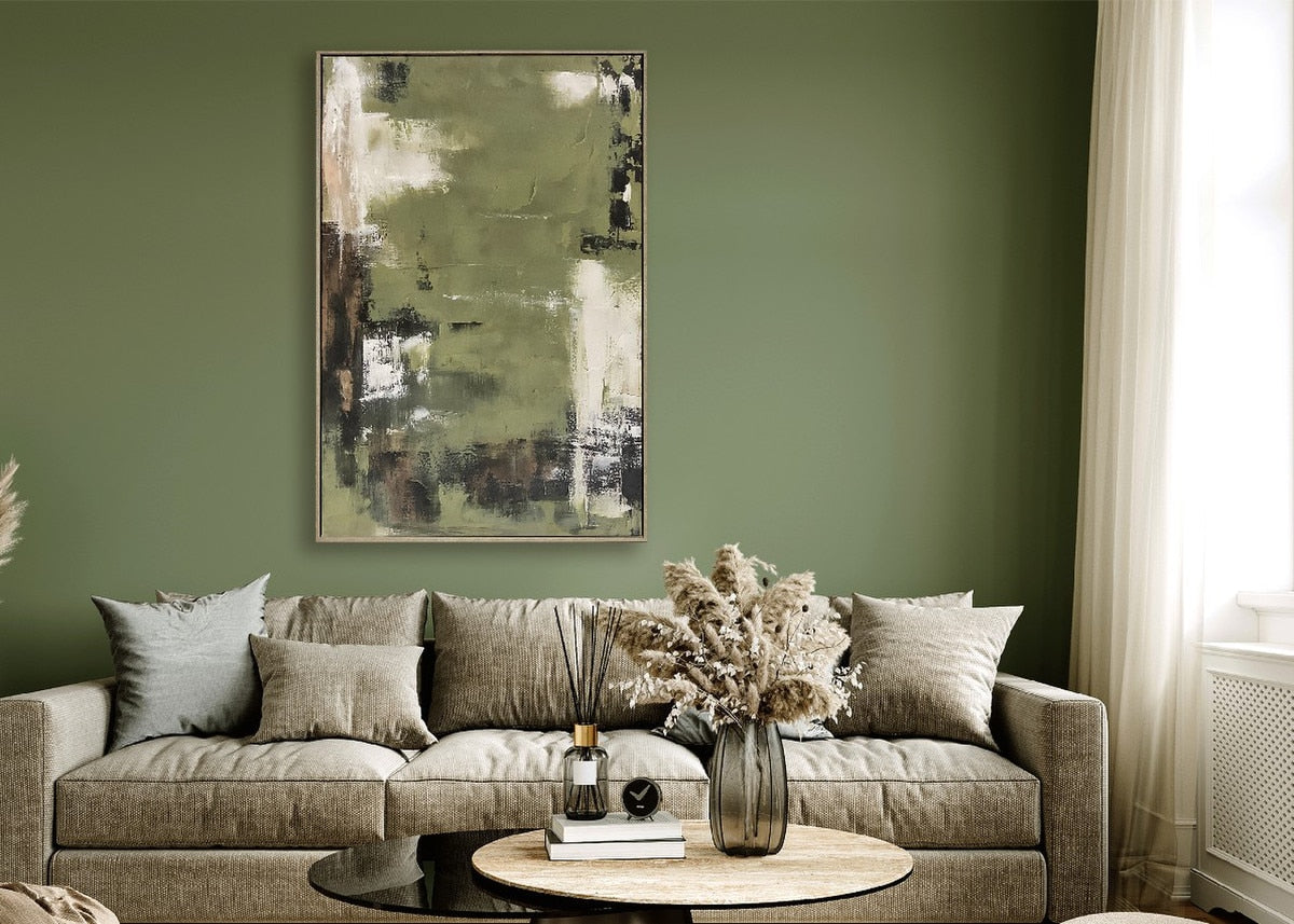 FRAMED CANVAS - Green 80% HANDPAINTING (80 x 1.2m)