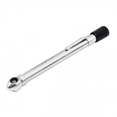 Truper Tyre Gauge: durable 130mm aluminium tool for precise 10-120 PSI tyre pressure measurements with pocket clip.