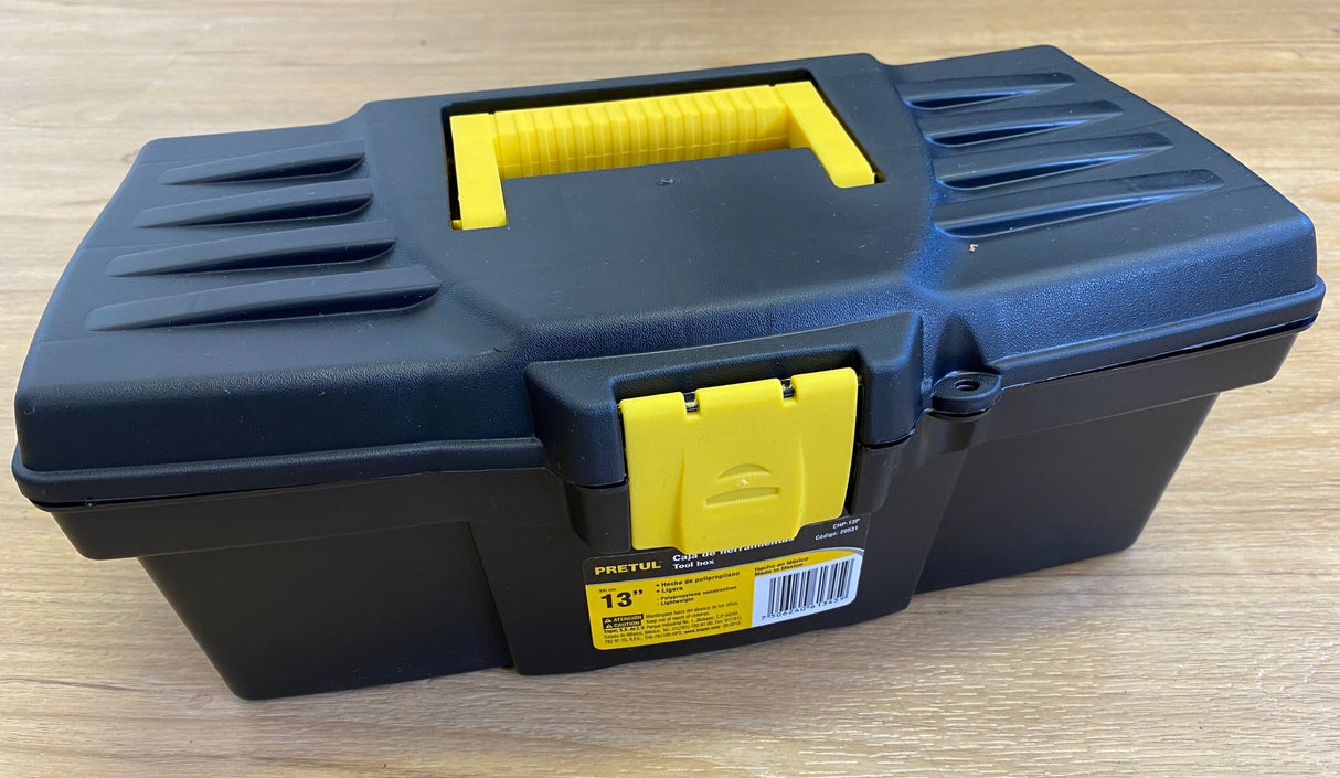 Compact 325mm Plastic Toolbox - Basic Pretul for tools and crafts, lightweight, durable, with secure latch and ergonomic handle.