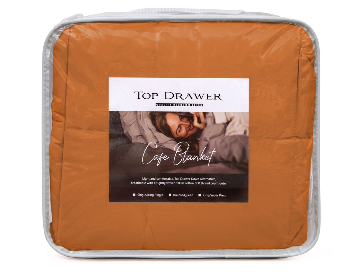 Café Blanket - Terracotta Double/Queen Size - Lightweight & Machine Washable 300TC Cotton
