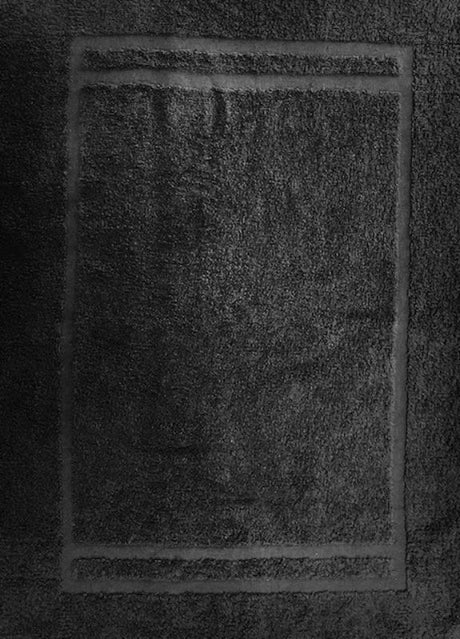Luxurious Trinity Black Bath Mat (48 x 73cm) for stylish bathroom decor, ultra-absorbent and machine washable.