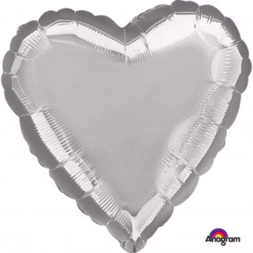 45cm heart-shaped silver foil balloon, perfect for elegant celebrations and decorations, self-sealing and helium-inflatable.