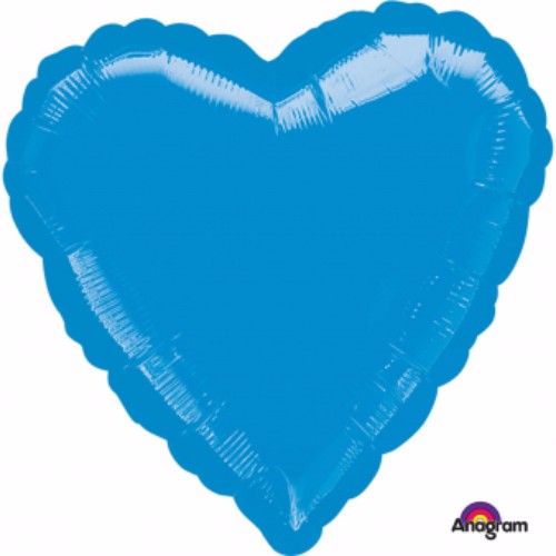45cm blue heart-shaped foil balloon, self-sealing, requires helium for inflation, perfect for celebrations.