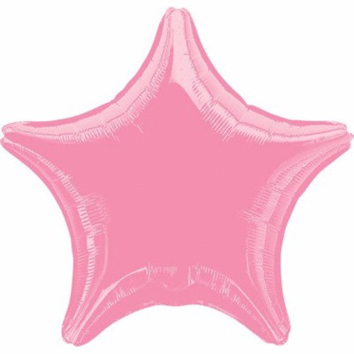 45cm pink star-shaped metallic foil balloon, self-sealing and perfect for parties and special occasions.