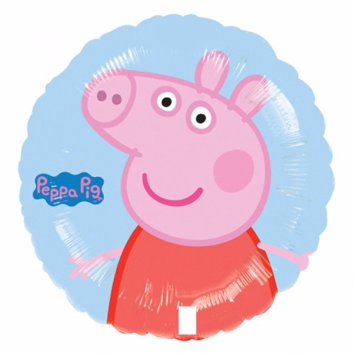 45cm Peppa Pig foil balloon, self-sealing, ideal for parties, requires helium inflation.