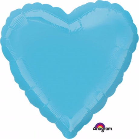 Vibrant 45cm Heart Balloon in Caribbean Blue, perfect for celebrations like birthdays and weddings, self-sealing and helium-filled.