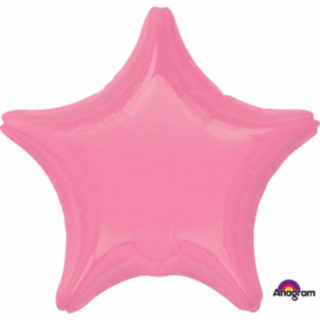 Bright pink star-shaped foil balloon, 45cm, perfect for parties and celebrations, durable and self-sealing.