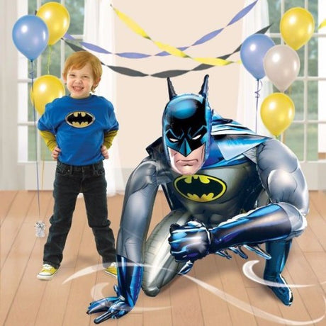 Airwalker Batman foil balloon, 91cm x 111cm, self-sealing, perfect for Batman-themed parties.